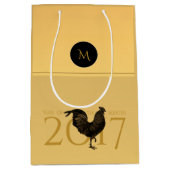 シックなヴィンテージ中国のルースター新年2017ギフトB2 ミディアムペーパーバッグ (正面)