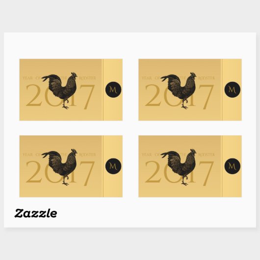 シックなヴィンテージ中国のルースター2017年新年ステッカー 長方形シール (シート)