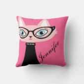 シックなヴィンテージ猫は装飾用クッション-ピンク2味方しました クッション (裏面)