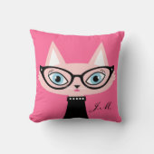 シックなヴィンテージ猫は装飾用クッション-ピンク2味方しました クッション (正面)