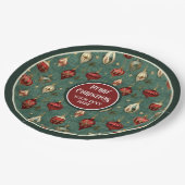 シックなヴィンテージ紙プレートで深いクランベリーレッド ペーパープレート (アングル)