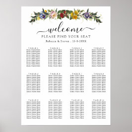 シックなヴィンテージ結婚フローラの座席表 ポスター