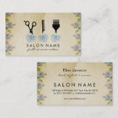 シックなヴィンテージ美容師ヘアスタイリストブルーバラ 名刺 (正面/裏面)