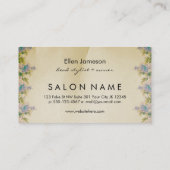 シックなヴィンテージ美容師ヘアスタイリストブルーバラ 名刺 (裏面)