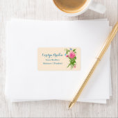 シックなヴィンテージ花 |バラ |蝶 ラベル (インサイチュ)