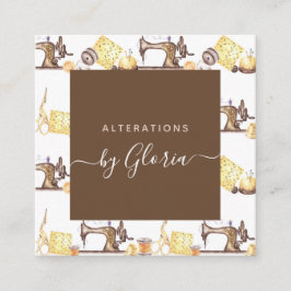 シックなヴィンテージ裁縫機械のパターン調整 スクエア名刺