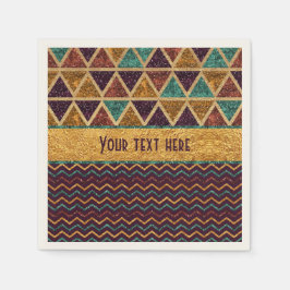 シックな三角形Chevronsフェイクグリッターゴールドフォイル スタンダードカクテルナプキン