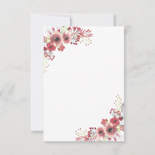 シックな上品な赤いフローラ水の色ベビーシャワー セーブザデート (裏面)