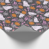 シックな不気味幽霊コケットピンクボウズ ラッピングペーパー (角)