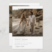 シックな両面フォトQrコー結婚ド 招待状 (正面/裏面)