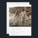 シックな両面フォトQrコー結婚ド 招待状<br><div class="desc">ロマンチックなお祝いにゲストを歓迎"シックQrコード両面ビーチハイフォト結婚式招待状"。 このデザインは素晴らし海岸背景とボホモダンを美しく組み合わせてしゃれている、簡単イベント詳細へのアクセスのための実用的なQRコードと書シンプル字によってアクセントを与える。トロピカルスタイリッシュな要素に最適結婚で、それぞれの要素は、あなたの特別な日の永遠の魅力と暖かさを反映する。この招待は、忘れられないビーチサイドのステージを設定する。</div>