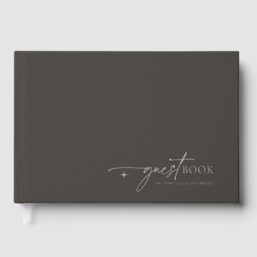 シックな中和ミニマル結婚リストの炭ID1020 ゲストブック (正面)