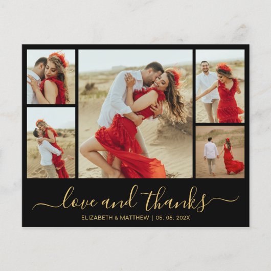シックな予算フォトコラージュ結婚の感謝のチラシ チラシ (正面)