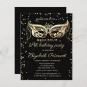 シックな仮装金ゴールドダイヤモンド18誕生日 招待状 (正面/裏面)