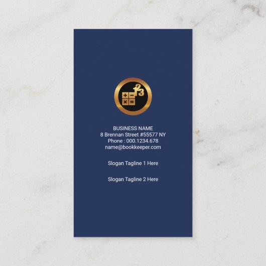 シックな借方信用の紫色は簿記に番号を付けます 名刺 (裏面)