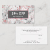 シックな光っているばら色の金ゴールドの大理石のサロンのスパの割引 紹介カード (正面/裏面)