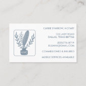 シックな公証人インクポットクイル植物性ロゴ 名刺 (裏面)