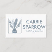 シックな公証人インクポットクイル植物性ロゴ 名刺 (正面)