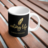 シックな公証人ライフブラック金ゴールド羽毛スクリプモダント コーヒーマグカップ