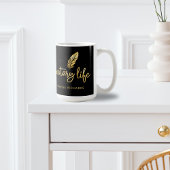 シックな公証人ライフブラック金ゴールド羽毛スクリプモダント コーヒーマグカップ