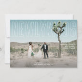 シックな写真と新婚のタイポグラフィ水平 招待状 (正面)