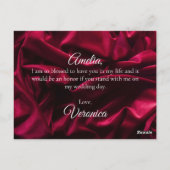 シックな写真のブルゴーニュのシルクは私の花嫁になる ポストカード (裏面)