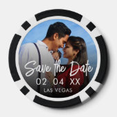 シックな写真の目的地の結婚式の日付を保存 ポーカーチップ (裏面)