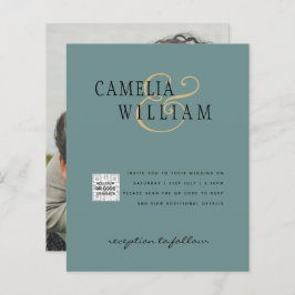 シックな写真の結婚式の招待QRコード救日緑