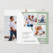 シックな写真の結婚式の招待QRコード救日緑