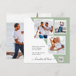 シックな写真の結婚式の招待QRコード救日緑