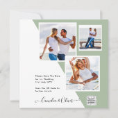 シックな写真の結婚式の招待QRコード救日緑 (正面)