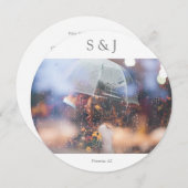 シックな写真エレガント円モダンミニマリストグレー 招待状 (正面/裏面)