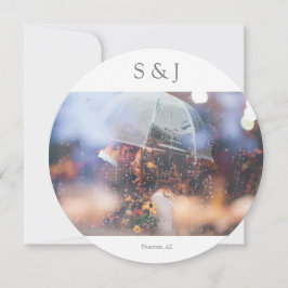 シックな写真エレガント円モダンミニマリストグレー 招待状