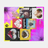 シックな写真コラージュ、あなたの写真 フリースブランケット (正面(横))