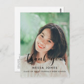 シックな写真卒業ありがとう ポストカード (正面/裏面)