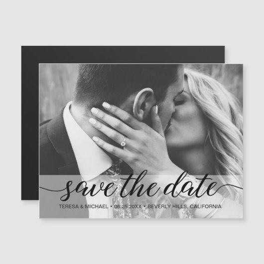 シックな写真婚約日付を保存結婚する (正面/裏面)