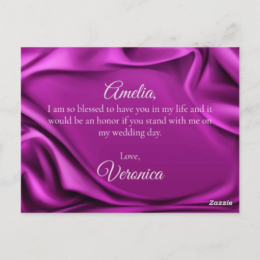 シックな写真紫の絹は私の花嫁になる ポストカード (裏面)