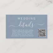 シックな写真QRコードダスティブルー結婚ズ詳細 エンクロージャーカード (正面)