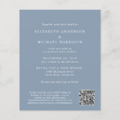 シックな写真QRコードダスティブルー結婚式招待状 (裏面)