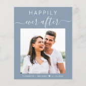 シックな写真QRコードダスティブルー結婚式招待状 (正面)