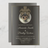 シックな冬のクリスマスオーナメント結婚ズ 招待状 (正面/裏面)