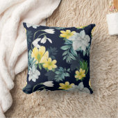 シックな冬のスノードロップアネモネフローラルパターン クッション (ブランケット)