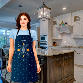 シックな冬のスノーフレークキスmuackS!!!カスタム文字 エプロン