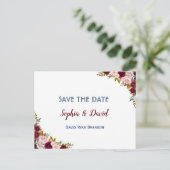 シックな冬のブルガンディマルサラフローラは日付を保存 案内ポストカード (スタンド正面)