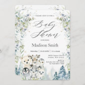 シックな冬の北極動物がベビーシャワー中立 招待状 (正面/裏面)