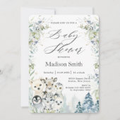 シックな冬の北極動物がベビーシャワー中立 招待状 (正面)