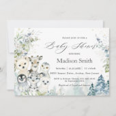 シックな冬の北極高山動物の赤ちゃんシャワー 招待状 (正面)