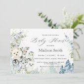 シックな冬の北極高山動物の赤ちゃんシャワー 招待状 (スタンド正面)