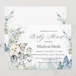 シックな冬の北極高山動物の赤ちゃんシャワー 招待状