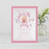 シックな冬の宗教的な写真招待状ピンク 招待状 (スタンド正面)